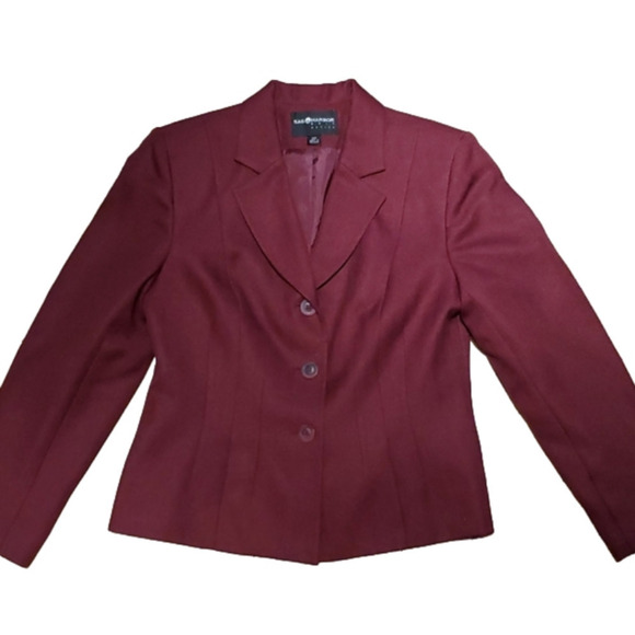 SAG Harbor Suit Petite Cranberry Red Blazer Size 12P - Picture 10 of 15